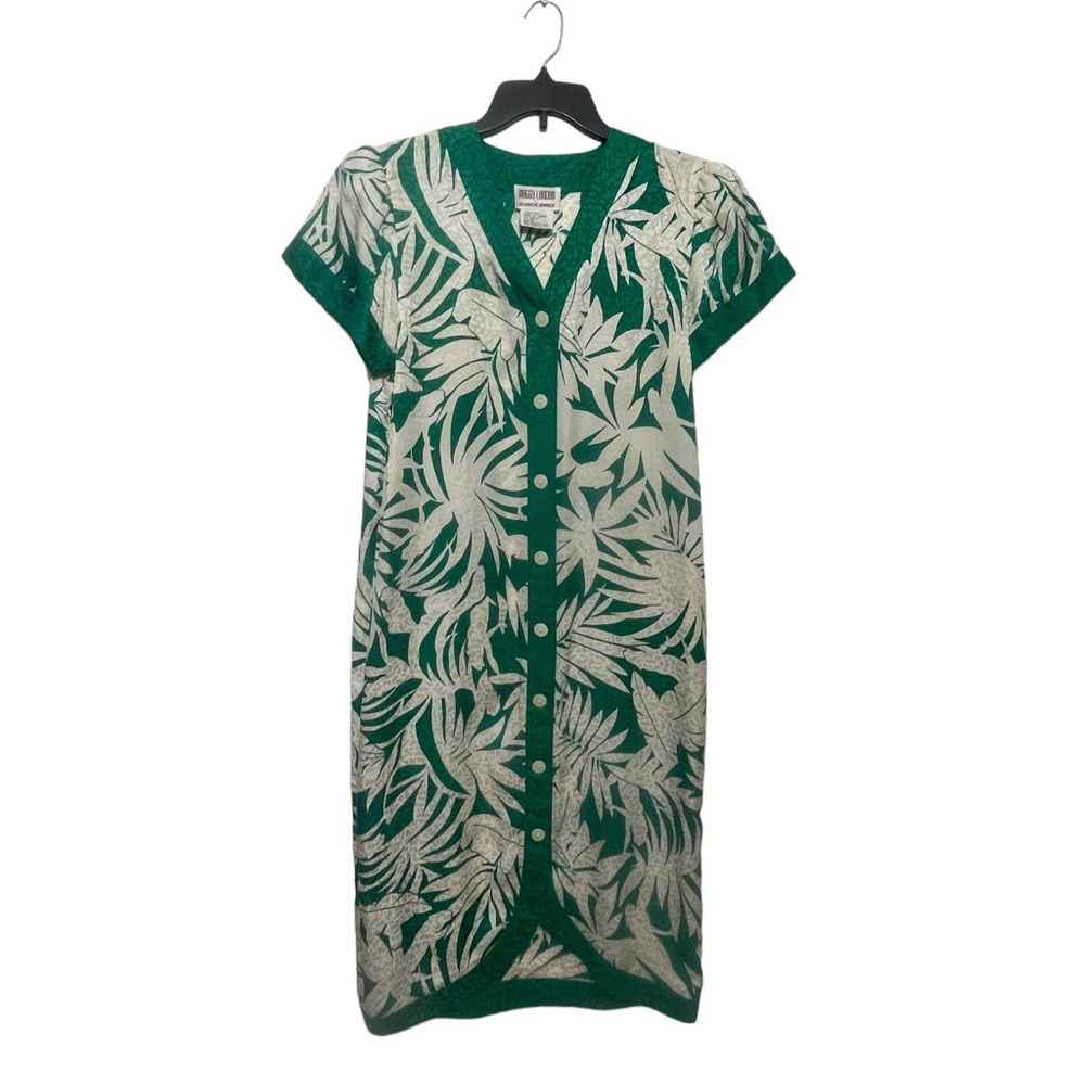 Maggy London button Down 10 Dress 100% Silk Green White‎ Dress - Picture 3 of 5